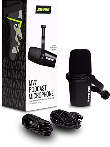 Shure MV7 USB Podcast Microphone + Boom Stand Bundle