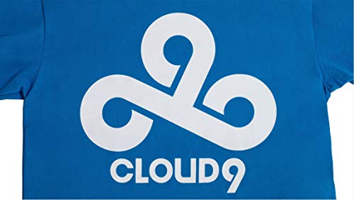 Cloud9 Official Wordmark Tee, Cotton T-Shirt with Sleeves for Adults & Teens, Printed Graphic Logo, Merchandise - Esports Apparel for Young Gamers, Players and Fans (Blue, Large)