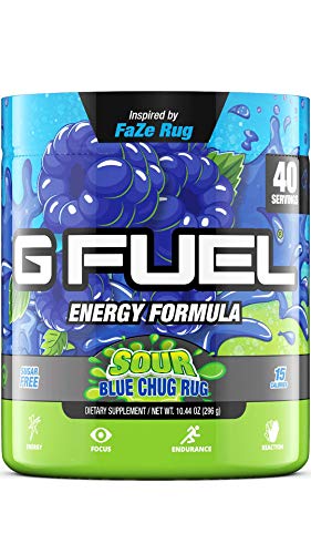 G Fuel Sour Blue Chug Rug Inspired by Faze Rug, 10.44 oz (40 Servings) | Very Sour Blue Raspberry Flavor